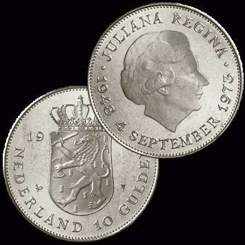 10 Gulden zilver 1973